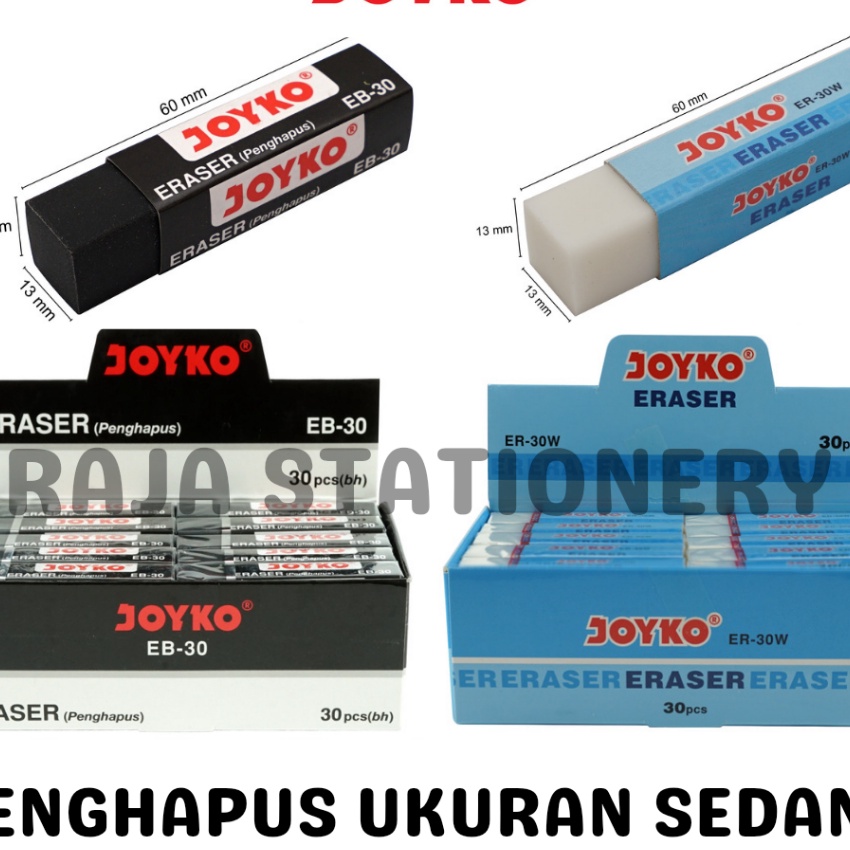 

Mega JOYKO ERASER BLACK WHITE PENGHAPUS JOYKO PANJANG PUTIH HITAM ER3W EB3 3PCS