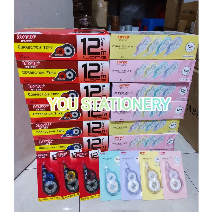 

Terkini Joyko Correction Tape 12M Tipex Kertas Joyko CT 522 1 BOX 12 PCS