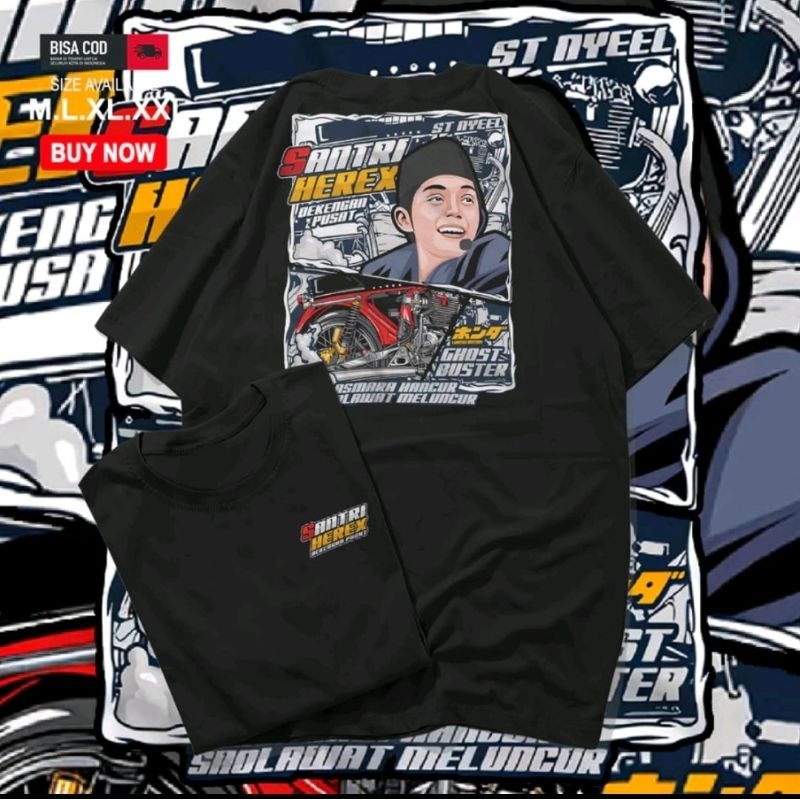 Kaos Racing Dekengan Pusat Santri Herex Gus Iqdam ST Nyeel Baju Distro Motor Herex Tshirt Otomotif
