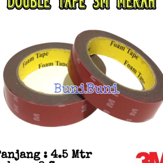 

Bonus 3M DOUBLE TAPE MERAH Doubletape Dobeltip 3M VHB MERAH 2CM X 45M Lem Perekat Bolak Balik