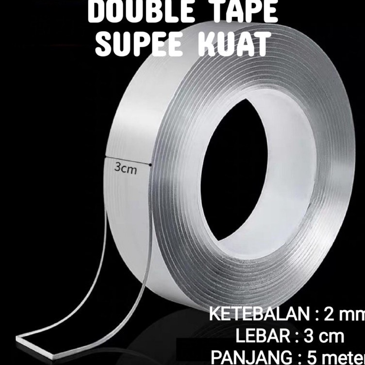 

FREE ONGKIR 3gram2mmX5meter Double Tape Nano Tape Ivy Grip Tape Isolasi Selotip 2 Sisi Kuat Dicuci