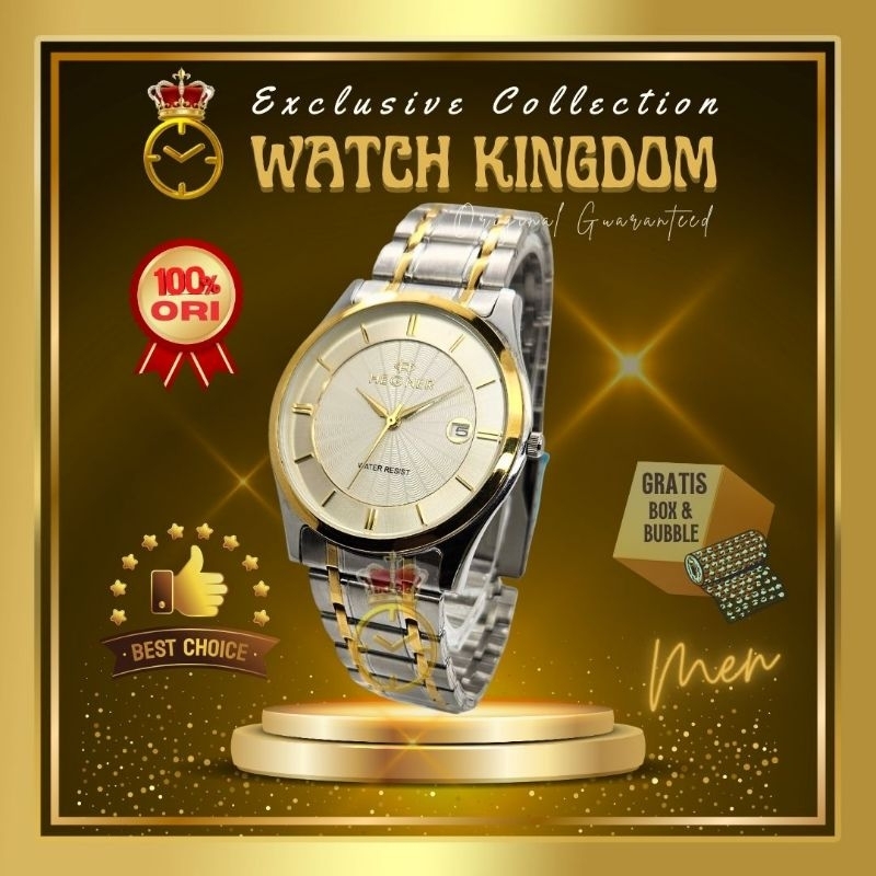 Jam Tangan Pria Hegner Original Water Resist Kalender Tanggal Date Arloji Cowo Slim Tipis 600082