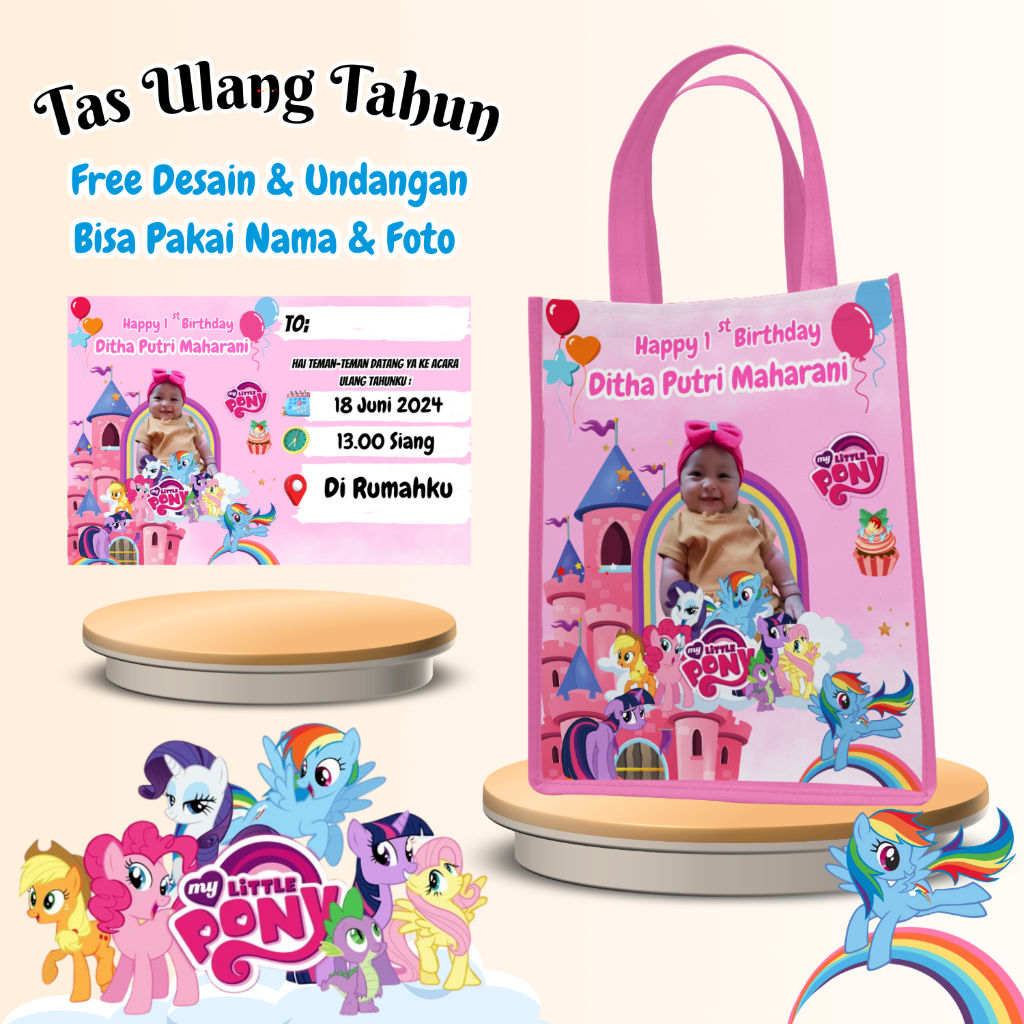 

50 Pcs Tas & Free Undangan Anak Ulang Tahun Custom Desain Muat Kfc Snack