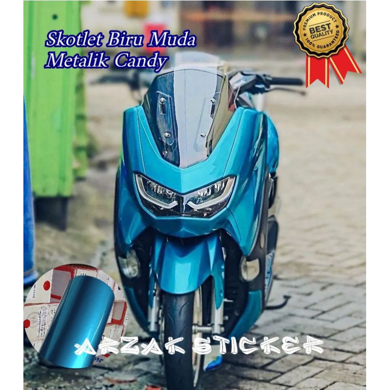 Stiker skotlet biru muda metalik candy glossy / GLOSSY METALLIC LIGHT BLUE