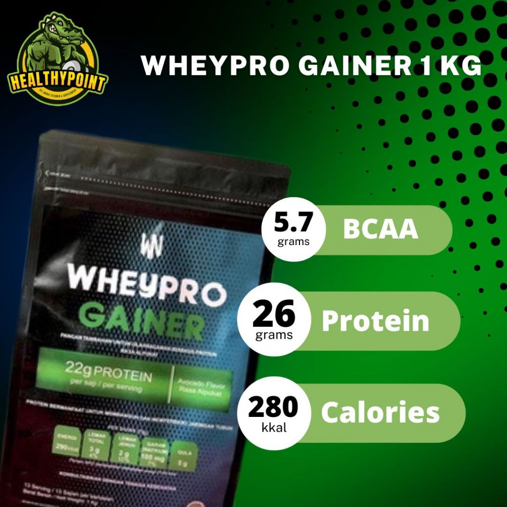 Whey Pro Protein Gainer 1 Kg 2.2 Lbs 1Kg WheyPro Nutrition Weight Gain Mass Susu Fitness Penambah Be