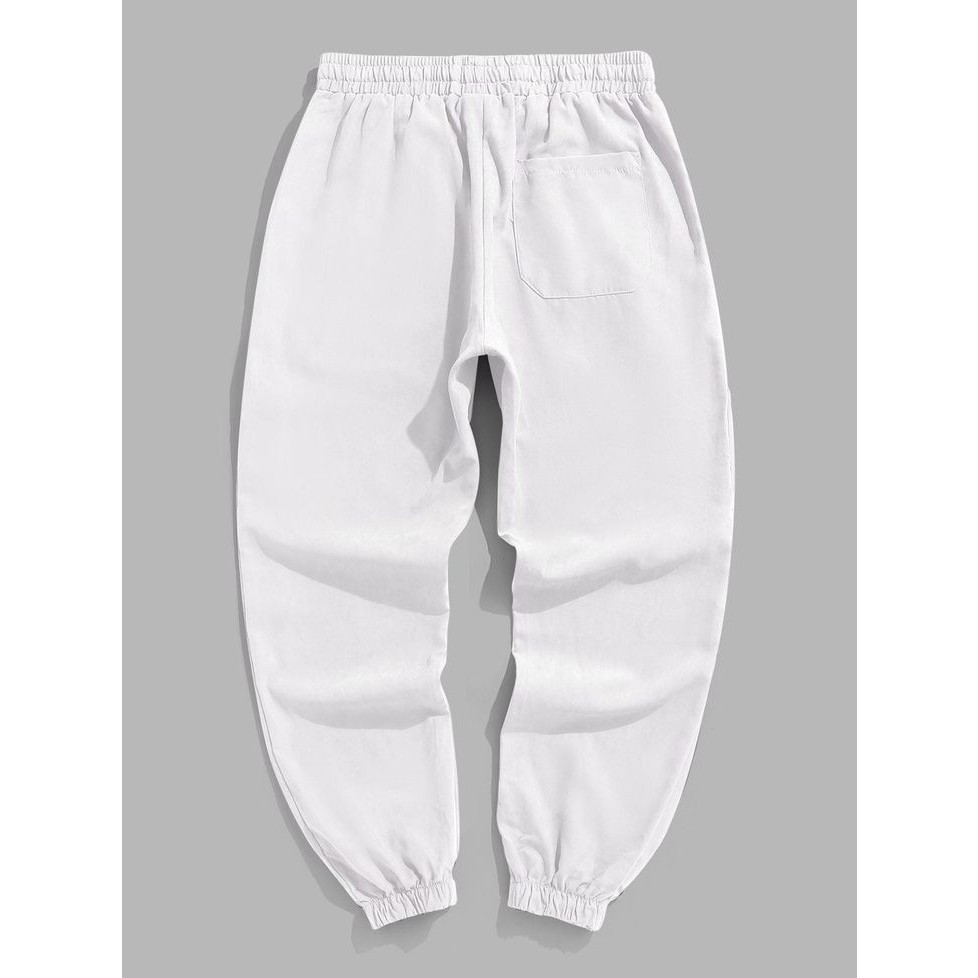 Celana Jogger Basic Polos Putih Pria - Wanita