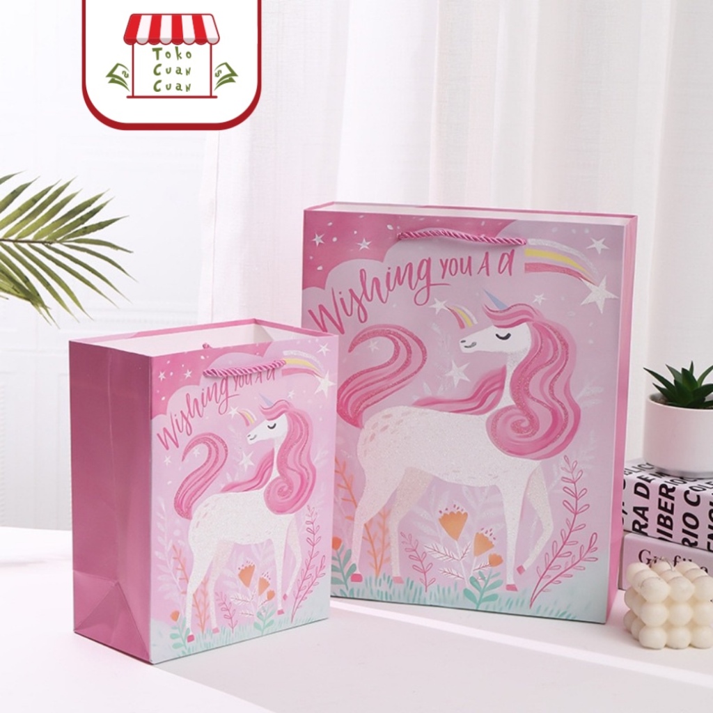 

TCC Unicorn Glitter Birthday Paper Bag Kantong Ultah Anak Dewasa Paperbag kantong hampers ultah