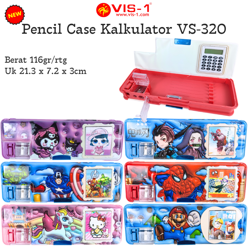 

Tempat Pensil Kalkulator Karakter VIS-1 kode VS-320 / Calculator Pencil Case Cartoon