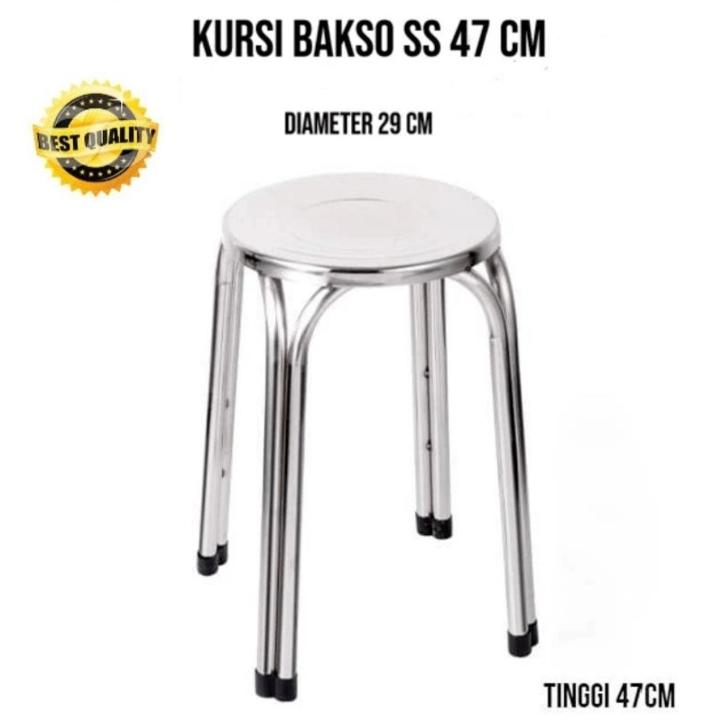 BANGKU KURSI BAKSO TINGGI STAINLESS 30 CM DAN 47 CM
