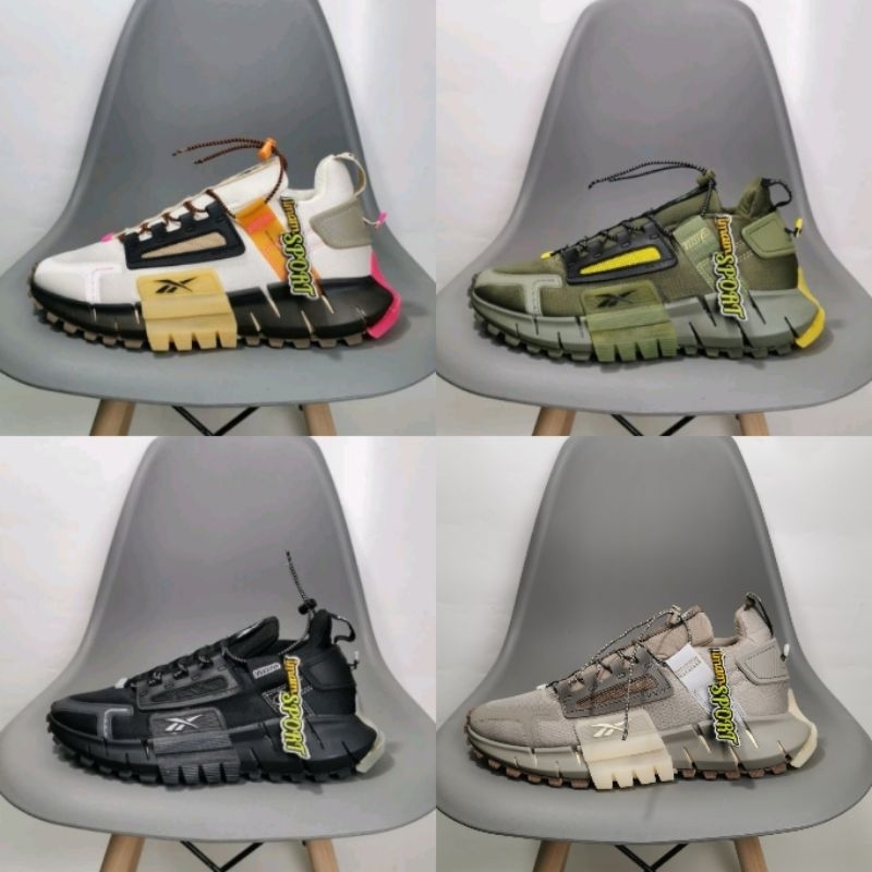 SEPATU REEBOK ZIG KINETICA EDGE BLACK RED WHITE GREY ORANGE GREEN ARMY