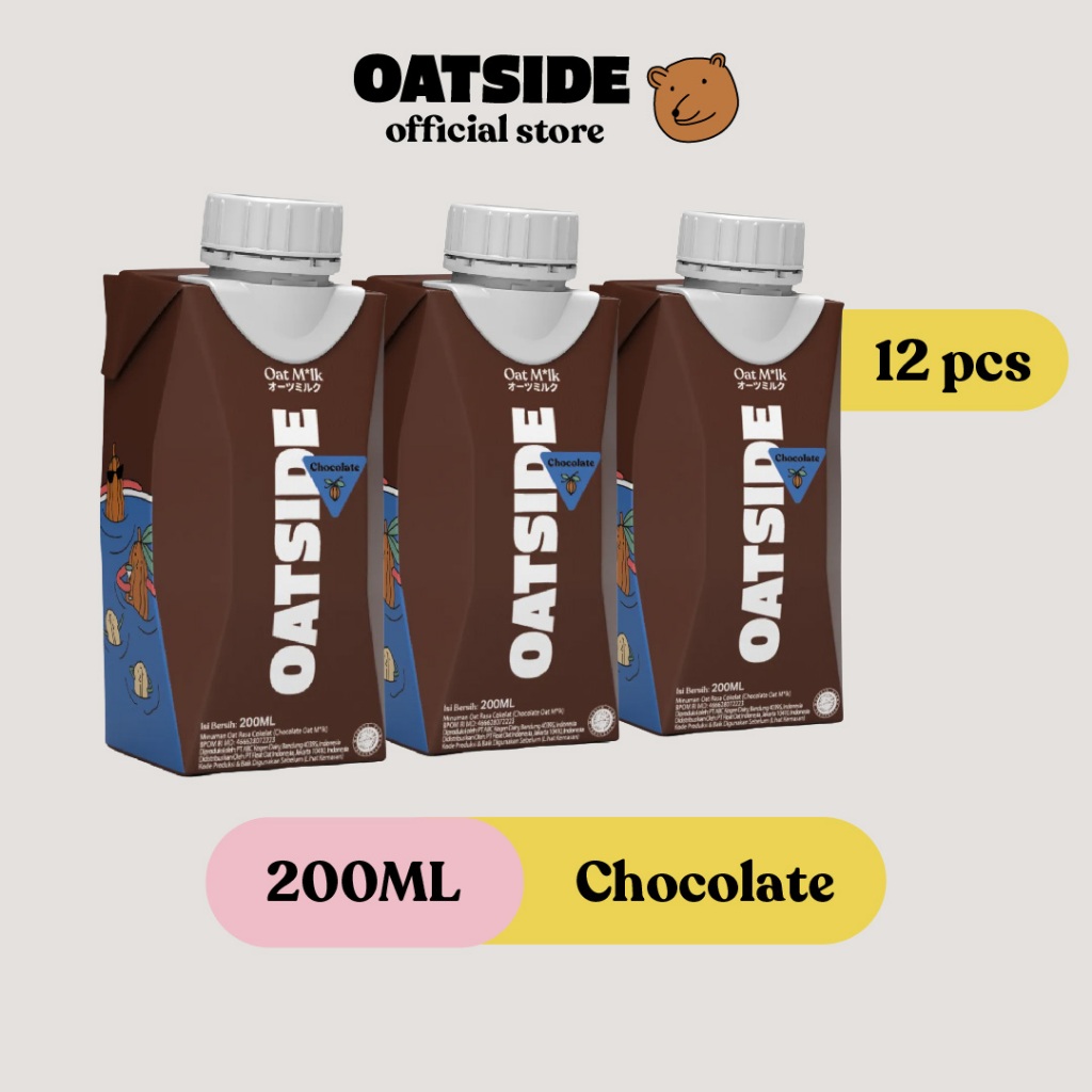 

OATSIDE Mini Cap Oat Milk Chocolate 200ml (12 pcs)(Kemasan Tutup Botol) | Susu Oat Rasa Cokelat