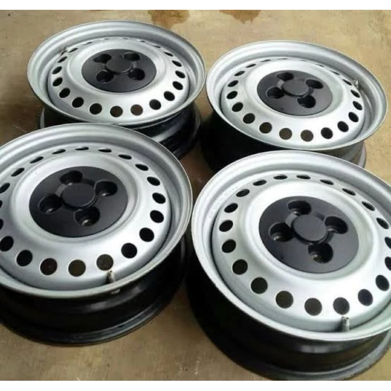 4 velg kaleng r14 pcd 100 brio + 4 dop