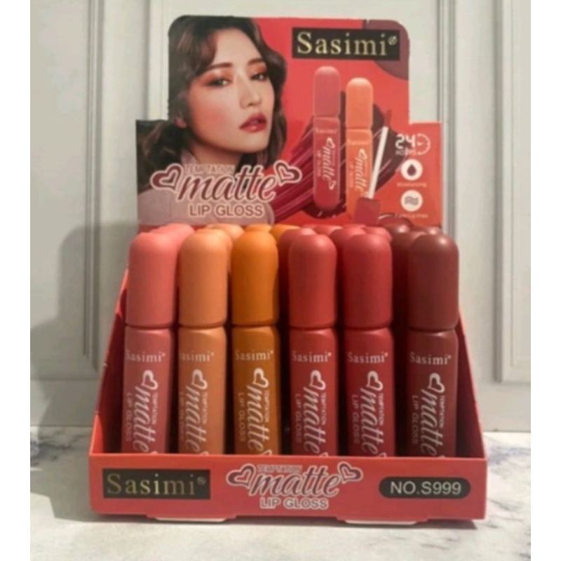 LIPGLOSS SASIMI MATTE S999, LIPSTIK SASIMI, LIPSTIK MURAH, LIPSTIK AWET WATERPROOF, TAHAN LAMA