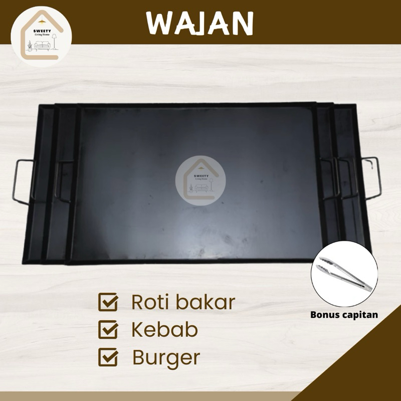 Wajan kebab 2 tungku wajan roti bakar Wajan baja datar tebal Wajan burger