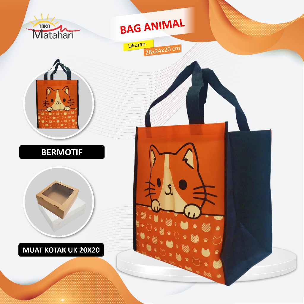 

[GROSIR] Tas Spunbond Kotak Nasi Animal | Tas Animal | Bahan Tebal Tas Birthday Party | Goodie Bag Birthday Ukuran 28x24x20