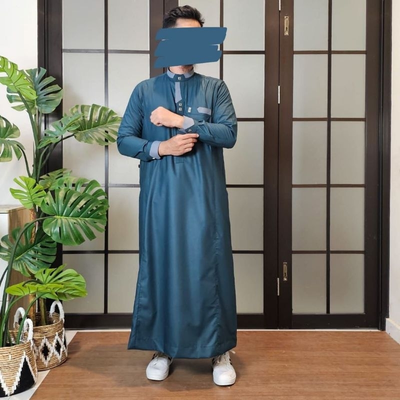 Jubah Alraz ON MODEL Desain Muawih Katun Premium Zipper Lengan Manset