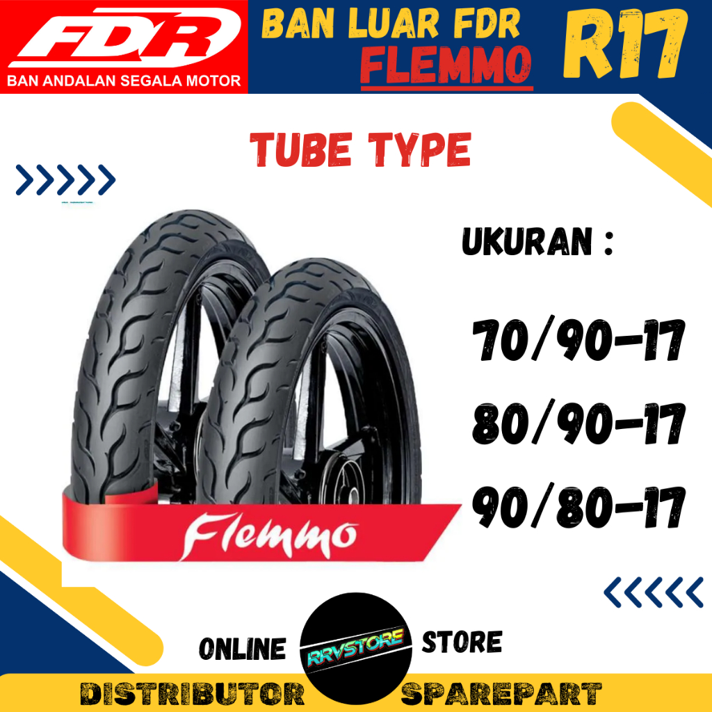 BAN LUAR FDR FLEMMO RING 17 70/90-17 80/90-17 90/80-17 BAN FDR RING 17 MOTOR BEBEK