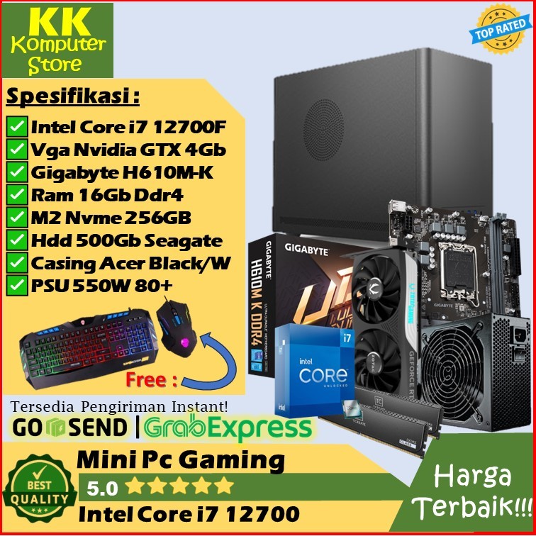 Mini Pc Gaming Intel Core i7 12700 | Vga 4Gb | Ram 16G | M2 Nvme 256Gb [ Pc Mini Gaming Editing Inte