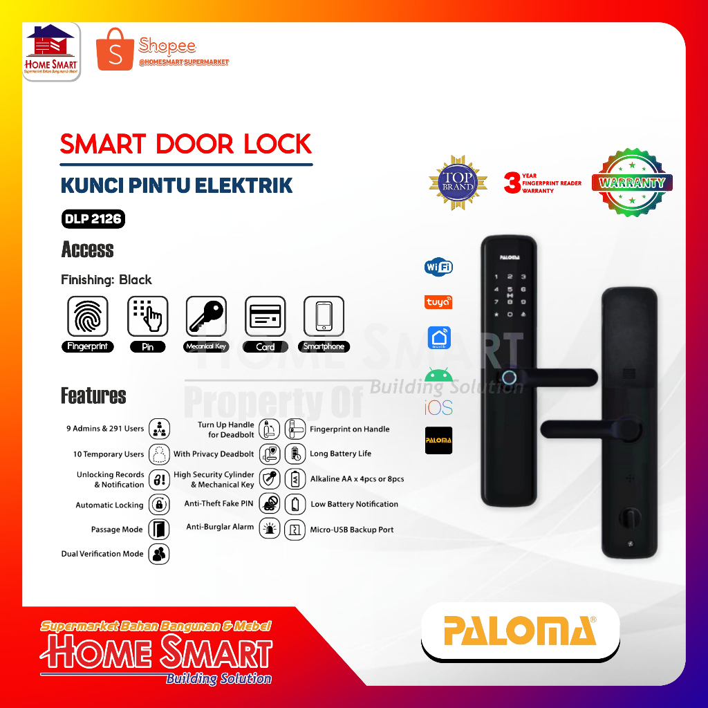 Smart Digital Lock PALOMA DLP2126 Handle Pintu Digital Gagang Pintu