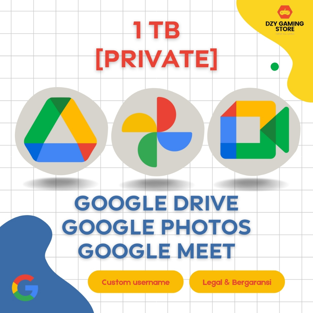 Google Drive 1TB Private Storage Lifetime Bergaransi Resmi + Google Photos & Google Meet