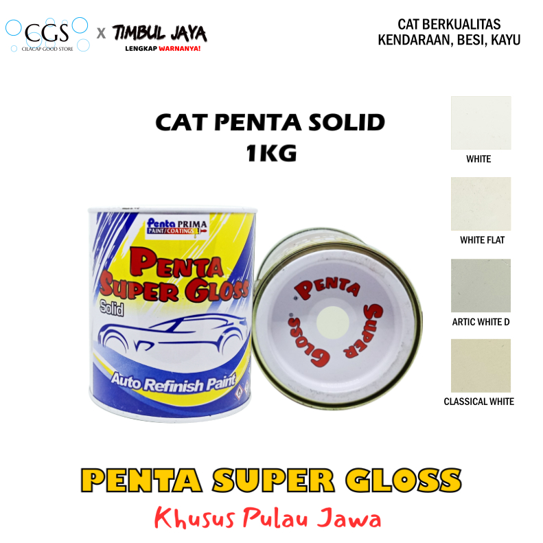Penta PUTIH DOFF White Flat 1Kg / cat penta super gloss putih doff / cat putih dop / cat mobil putih
