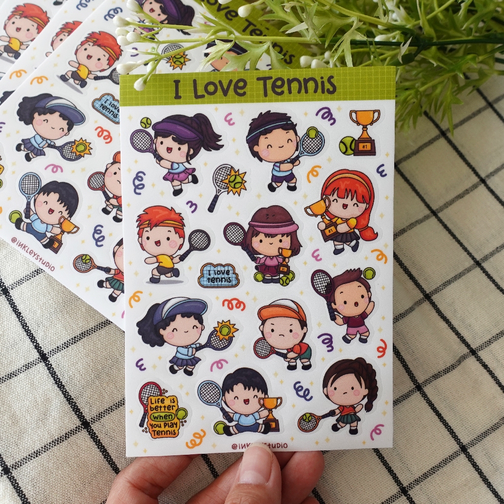 

I Love Tennis Sticker Sheet Series | Waterproof | Aesthetic Sticker | Sticker Sheet Pack | Planner Sticker