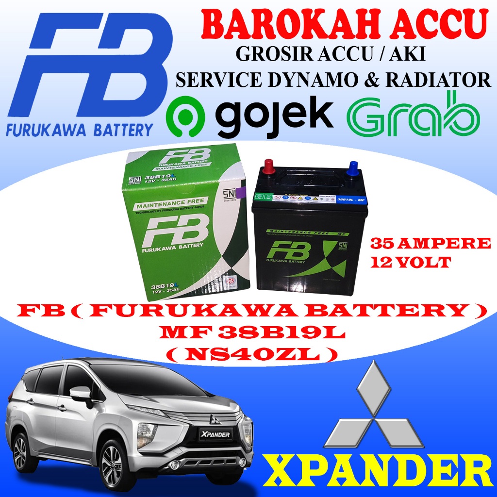 AKI MOBIL MITSUBISHI XPANDER FB FURUKAWA BATTERY MF 38B19L / NS40ZL , 35 AH MAINTENANCE FREE