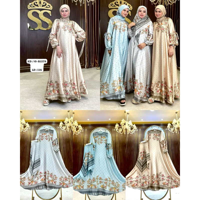 dress gamis khasmir set hijab SS ori by SHELLASAUKIA