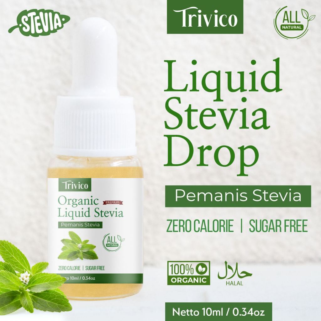 

TRIVICO | LIQUID STEVIA | NATURAL SWEETENER | STEVIA CAIR | PEMANIS ALAMI PENGGANTI GULA | GULA STEVIA CAIR | ORGANIC STEVIA SWEETENER - 10ML