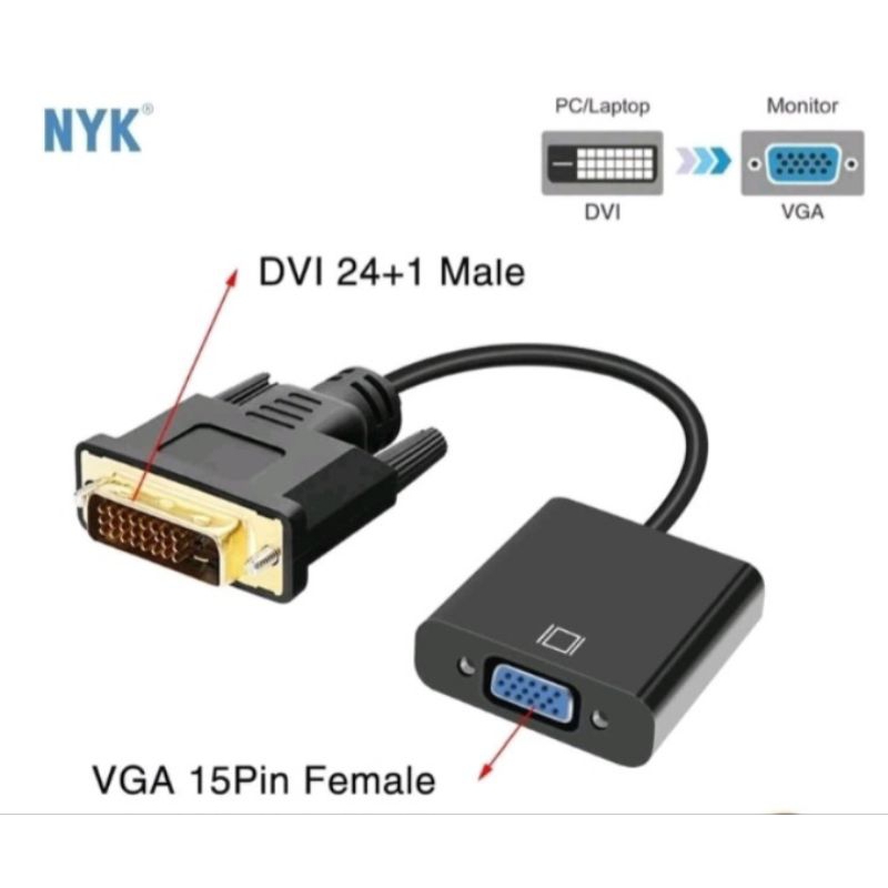 Kabel dvi 24+1 to vga converter vga to dvi adapter