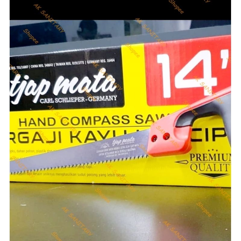 Gergaji Kayu Lancip 14" inch TJAP MATA ASLI - Gergaji Kayu Runcing