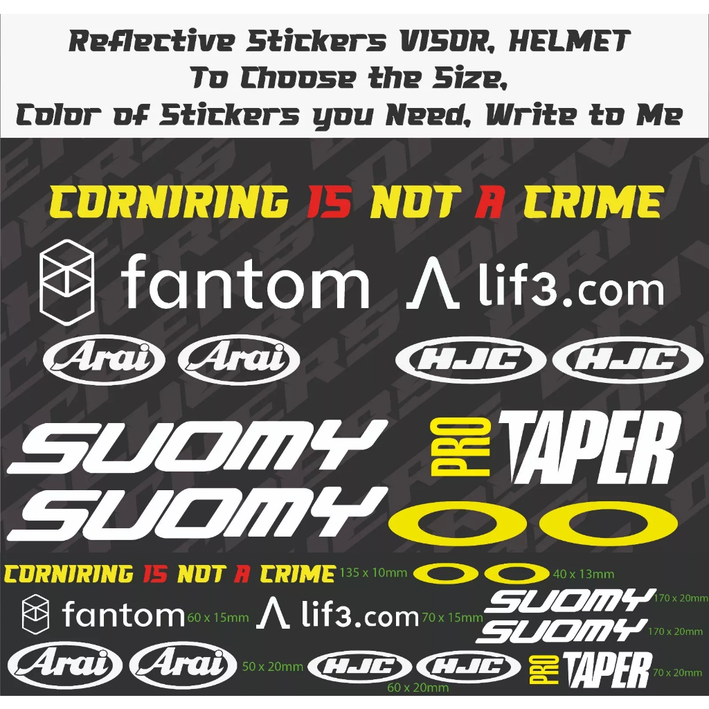 STICKER HELM MOTOR FULL FACE VISOR DECAL  SPONSORSHIP BY SUOMY HELMET MOTO GP HIGH QUALITY
