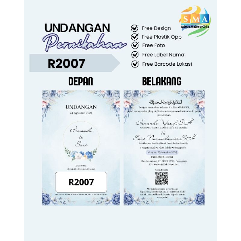 Undangan bolak balik custom invitation wedding pernikahan walimatul elegan rustic astetic simple ele