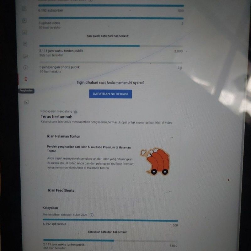 akun youtube 6k 6000 subscriber