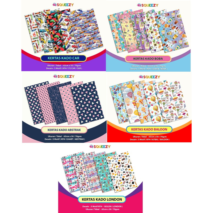 

SQUEEZY Kertas Kado 1 pack (50 lembar)