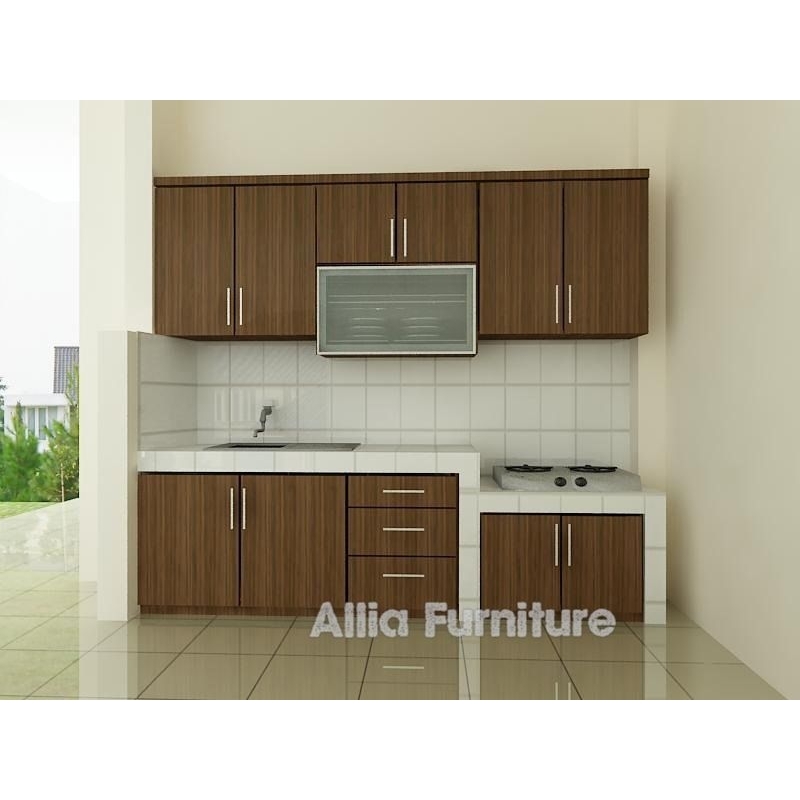 Kitchen set minimalis desain simpel model woody