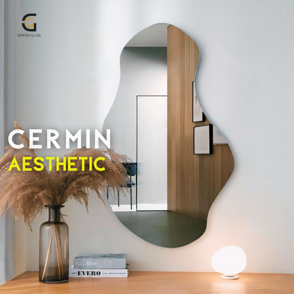 Cermin Aesthetic Dinding (Free Packing Kayu) Cermin Dinding/ Cermin Aesthetic/ Kaca Dinding Aestheti
