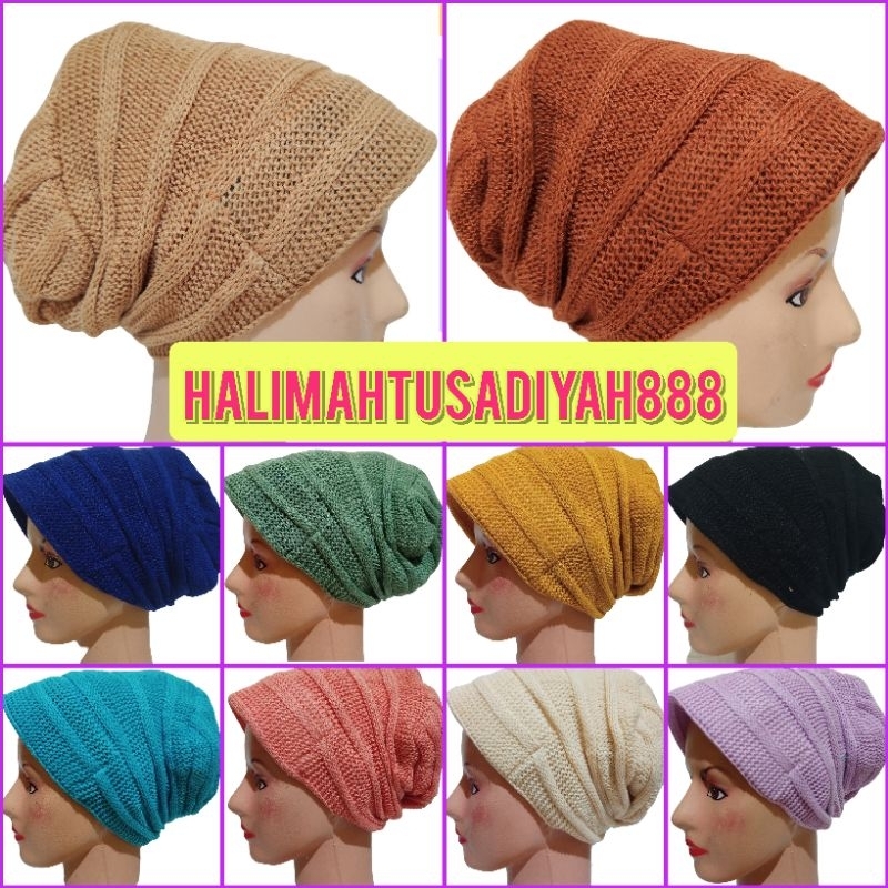 kupluk rajut premium Kerpus praktis hijab turban cantik instan umroh haji nenek