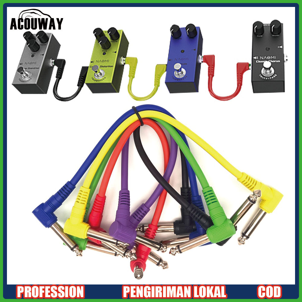 6Pcs/Set Kabel Efek Gitar Kabel Audio Patch Pedal Efek Memimpin 6.35 Steker Lekukan Kabel Pedal Efek