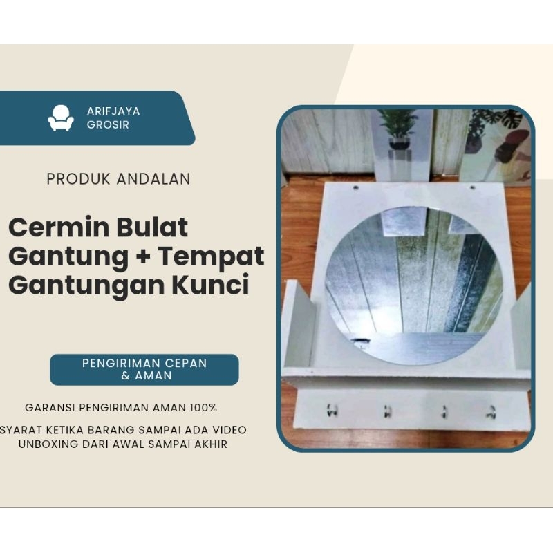 cermin bulat estetik . cermin bulat + gantungan cermin dinding free packing