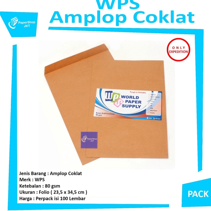 

Hemat WPS Amplop Coklat Ukuran Folio 235 x 345 cm Pack