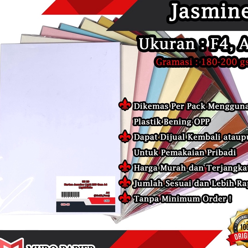 

Terbatas PER PAK ISI 2 Karton Jasmine 18 2 gsm F4 A4 by Muro Papier