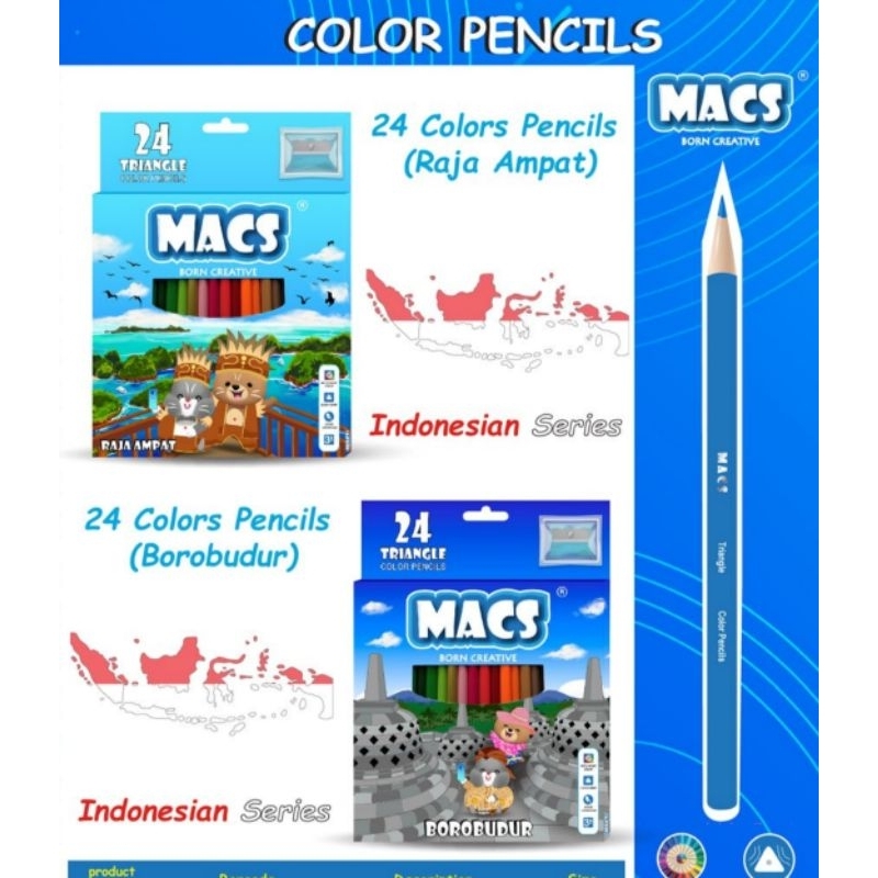 

MACS 24C TRIANGULAR COLOUR PENCIL (FREE SERUTAN)