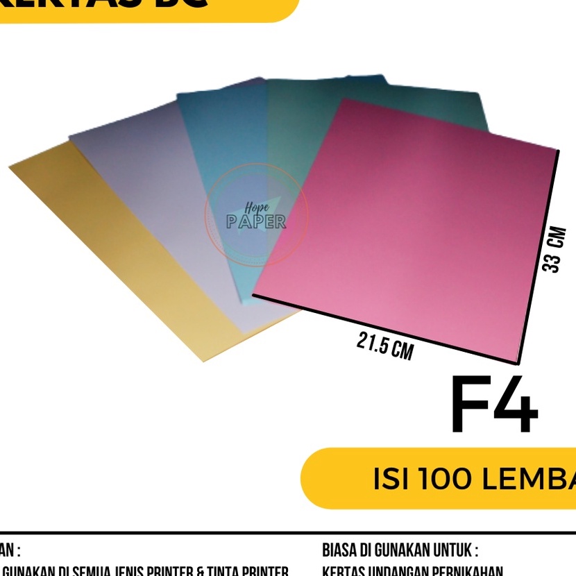 

FG2 Kertas BC F4 16 gsm isi 1 lembar Kertas Brief Card F4