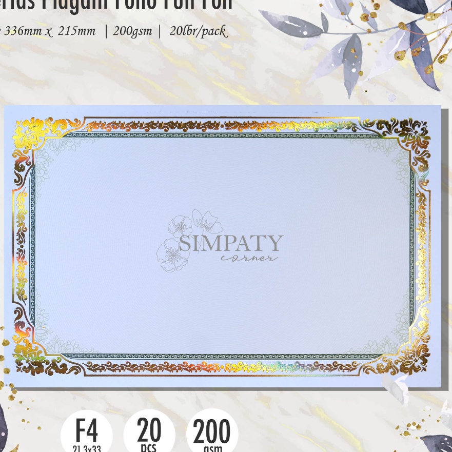 

Premium Blanko sertifikat kertas piagam sertifikat folio simpaty full foil emas mewah