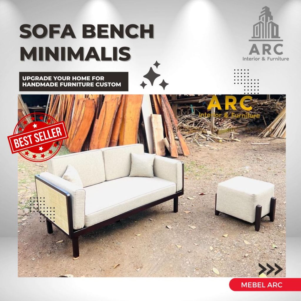 SOFA BENCH MINIMALIS - SOFA STOOL KAYU JATI - KURSI BENCH MODERN JATI