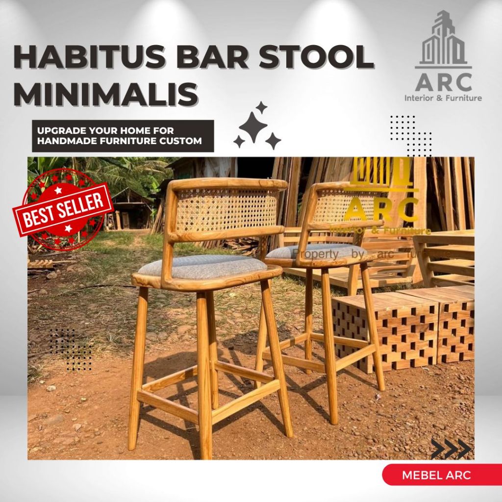 Kursi Cafe Mix Rotan, Kursi Bar Modern Mix Rotan, Kursi Minibar, Kursi Bar Stool, Kursi Kayu Jati