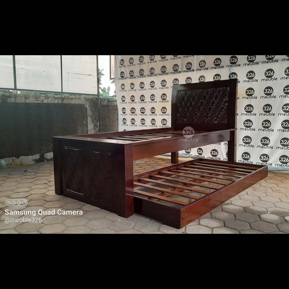 Tempat Tidur Lengkung Double Jati - Dipan Jati Minimalis 100x200 - Rangka Tempat Tidur