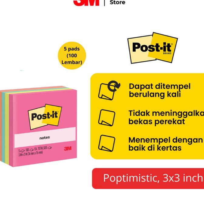 

Top Memo stickSticky notePosIt 654 3M warna 1pak5wrn