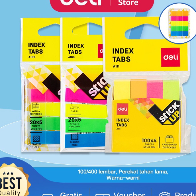 

KI3 Deli Index Tab penanda warna cerah melekat kuat media yang ditempel tetap bersih EA122